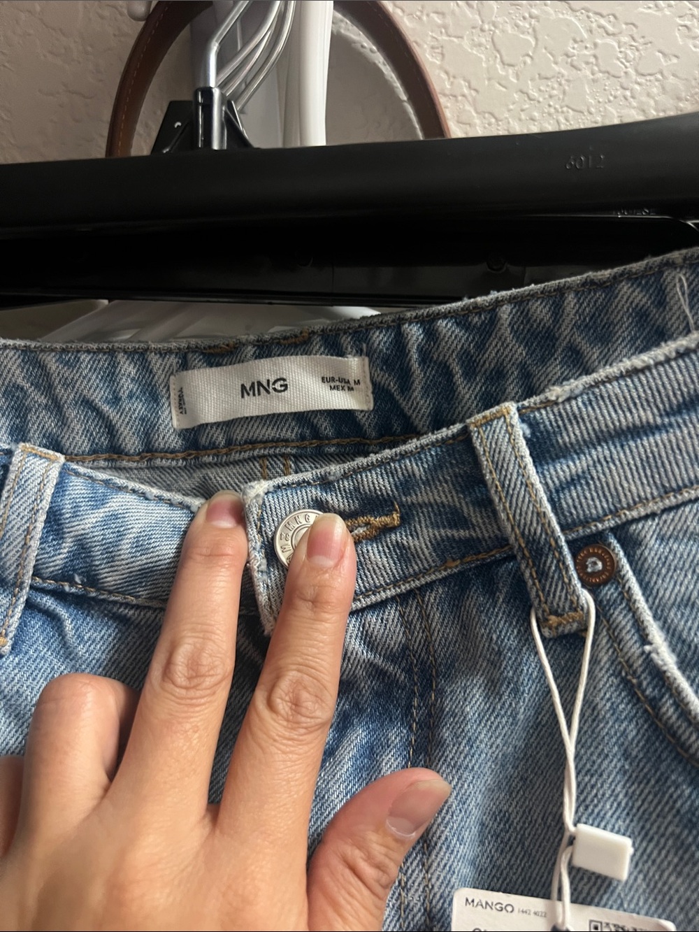 Mango Light Blue Denim Maxi Skirt with Front Slit